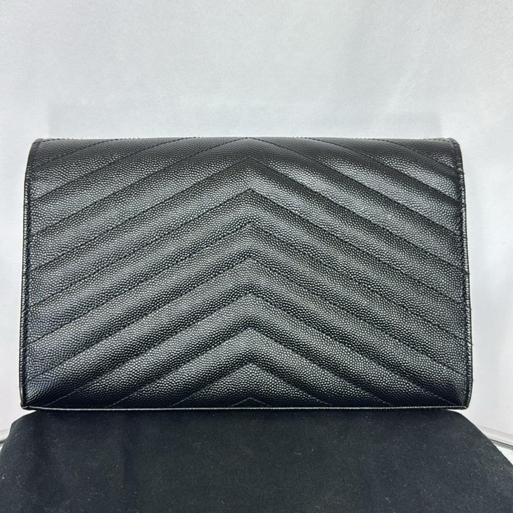 YSL Monogram Large Wallet Bag on Chain in Grained Leather Black - Picture 3 of 8